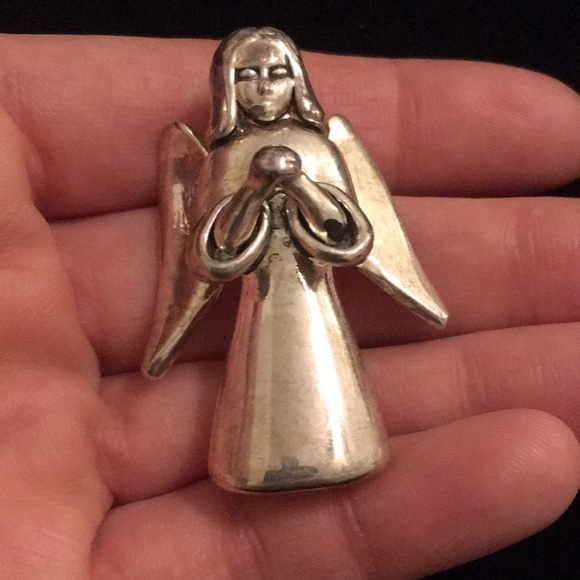 Jewelry - Vintage Silver Tone Angel Brooch Pin - Picture 6 of 10